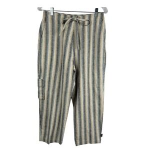 Cotton Linen Striped Gorpcore Outdoor Capri Pants Alpine Design Medium NWT